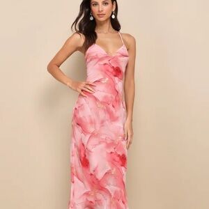 Lulu’s Elegant Pink Floral Dress